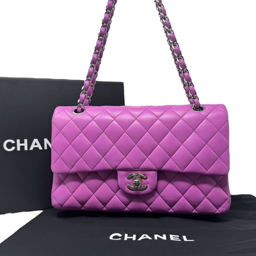 ❌SOLD❌ Chanel Pink Purple Quilted Lambskin Leather Medium Double Flap Bag
